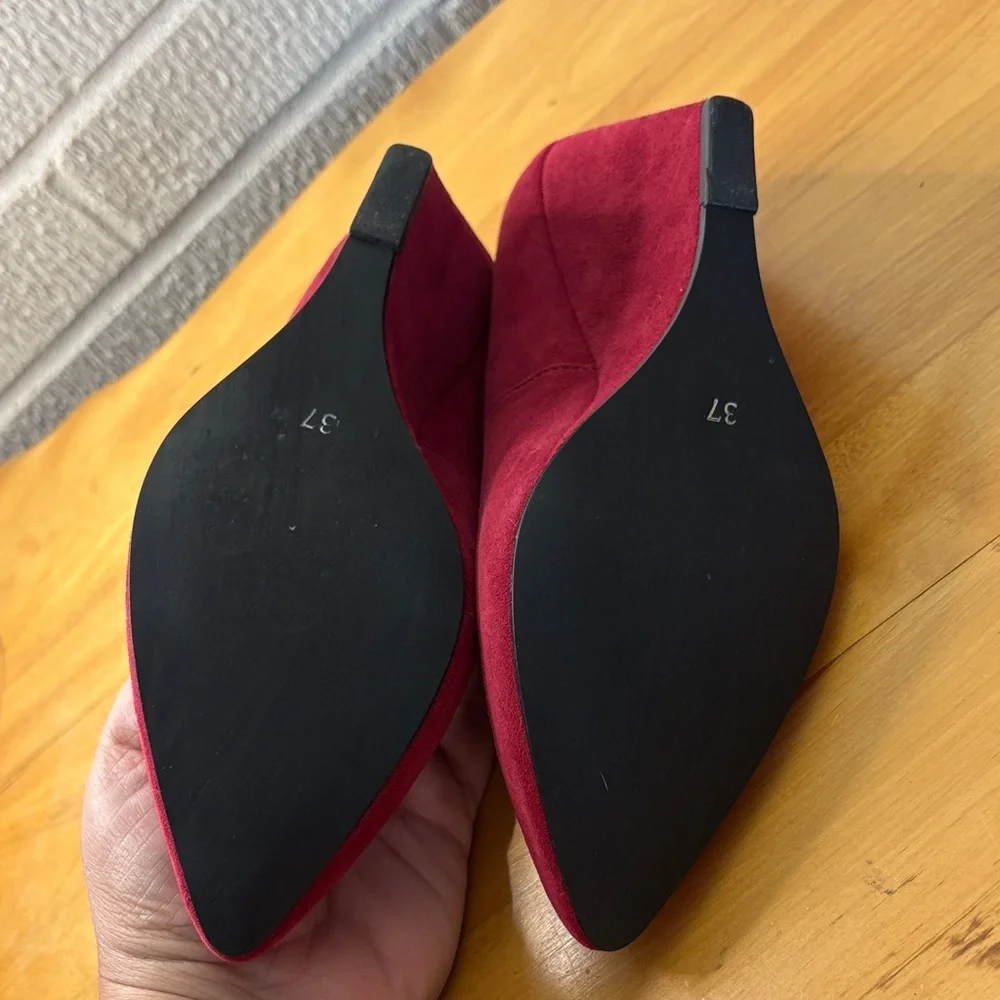 Pied Juste x Anthropologie Burgundy Dark Red Suede Wedge Heels EU Size 37